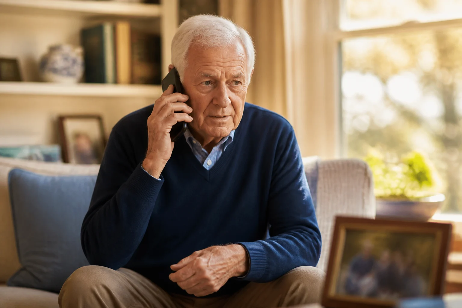 A grandparent calling a family member directly after receiving an urgent request for help